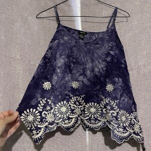 Rue21 Purple and White Embellished Asymmetrical Camisole